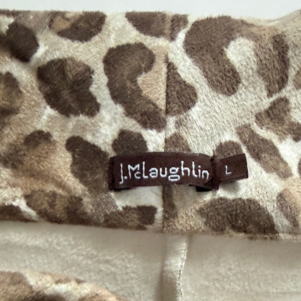 J. McLaughlin Lynda Sheath Dress Cowl Neck Faux Suede Leopard Print L - Picture 3 of 5